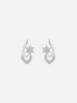 Mia by Tanishq - Floral Swirl Silver Stud Earrings