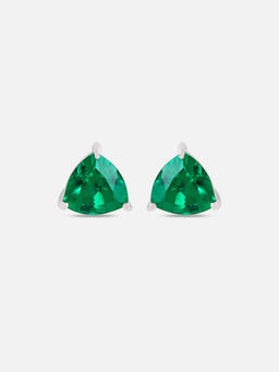 Mia by Tanishq - Lush Green Silver Stud Earrings