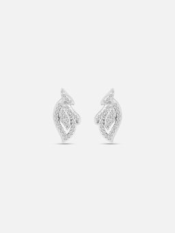 Mia by Tanishq - Enchanting Feather Silver Studs Earrings