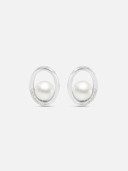 Mia by Tanishq - Stunning Pearl Silver Stud Earrings