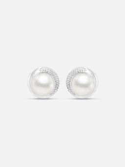 Mia by Tanishq - Pristine Pearl Silver Stud Earrings