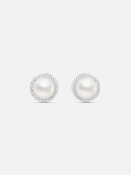 Mia by Tanishq - Luxe Pearl Silver Stud Earrings