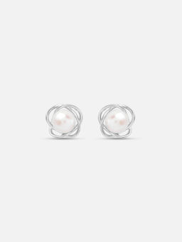 Mia by Tanishq - Spiral Pearl Silver Stud Earrings