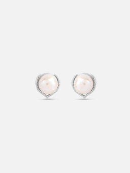 Mia by Tanishq - Sparkling Pearl Silver Stud Earrings