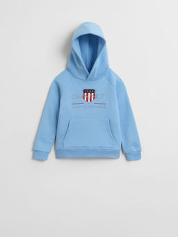 GANT - Boys Blue Typography Regular Fit Shield Hoodie