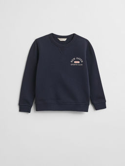GANT - Boys Navy Blue Solid Round Neck Relaxed Fit Sweatshirt