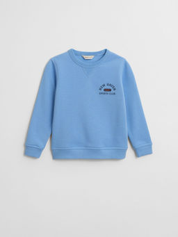 GANT - Boys Blue Solid Round Neck Relaxed Fit Sweatshirt