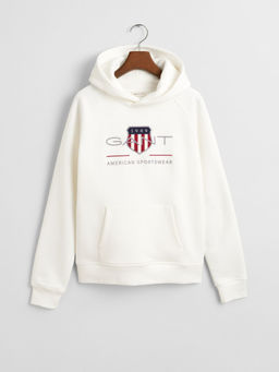 GANT - Boys Cream Regular Fit Shield Hoodie