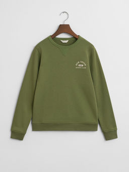 GANT - Boys Solid Olive Relaxed Fit Sweatshirt