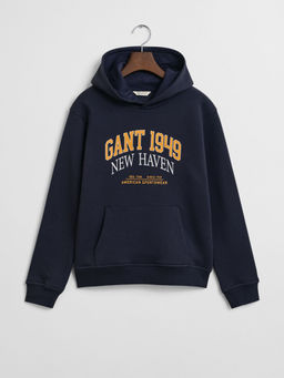 GANT - Boys Navy Blue Relaxed Fit Hoodie