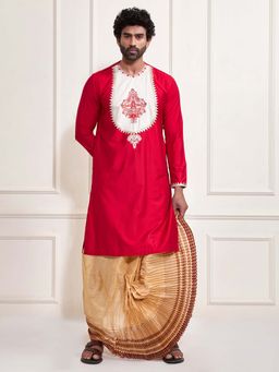 Vastramay - Men Festive Kurta with Dhoti and Bag