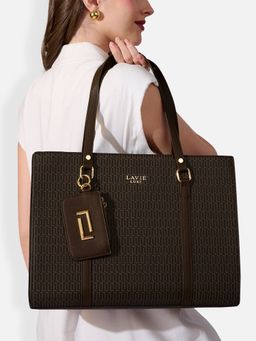 Lavie Luxe - Women's Workbox 15 Inch Laptop Tote Handbag (Brown) (L)