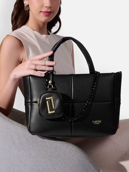 Lavie Luxe - Women's Puff Tote Handbag (Black)
