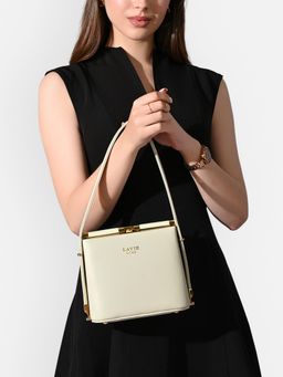 Lavie Luxe - Women's Glare Frame Frame Handbag (Off White) (S)