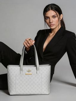 Lavie Paris - Women's Bastian Tote Bag- Off White (LARGE)