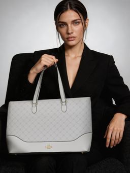 Lavie Paris - Women's Rene Laptop Tote Bag- Off White (LARGE)