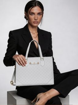 Lavie Paris - Women's Hugo Laptop Tote Bag with Detachable Strap- Off White (LARGE)