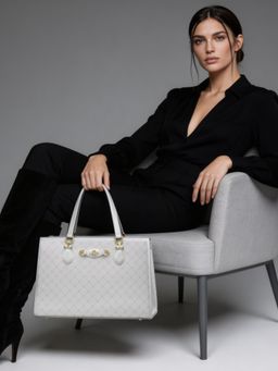 Lavie Paris - Women's Vivien Tote Bag with Detachable Strap -Off White (LARGE)