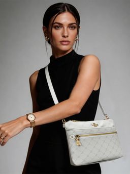 Lavie Paris - Women's Agnes Monogram Sling Bag -Off White (SMALL)