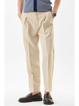 Snitch - Beige Solid Slim Formal Trouser