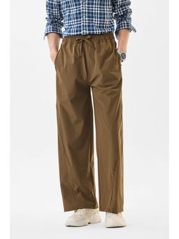 Snitch - Brown Solid Relaxed Casual Trouser