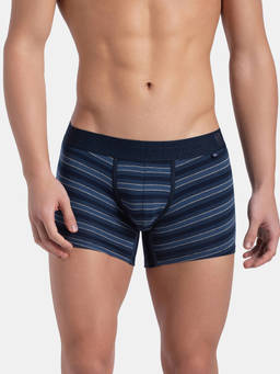 Jockey - US68 Men Super Combed Cotton Elastane Stretch Striped Trunk - Navy