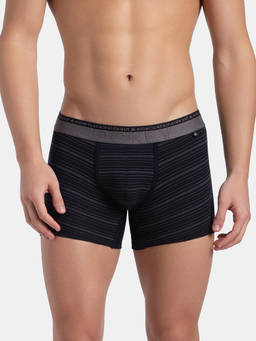 Jockey - US68 Men Super Combed Cotton Elastane Stretch Striped Trunk - Black