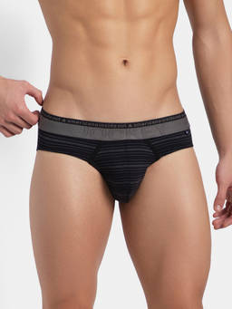 Jockey - US67 Men Super Combed Cotton Elastane Stretch Striped Brief - Black