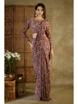 MEHAK MURPANA - Multi-Color Printed Pre Stitched Saree with Stitched