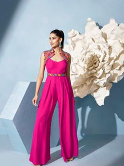 Qunic - Fuchsia Bloom Pink Jumpsuit with Belt