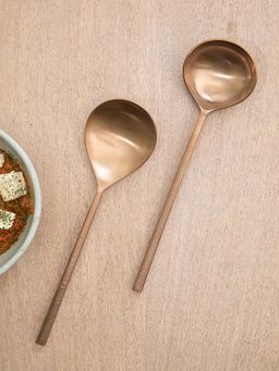 Ellementry - Aurum Rose Gold Hammered Handle Serving Set Of 2