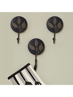 Ellementry - Golden Foliage Wooden Wall Hook Set Of 3