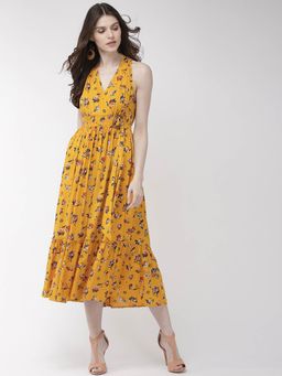 Twenty Dresses by Nykaa Fashion - Mustard Blooms Midi Dress