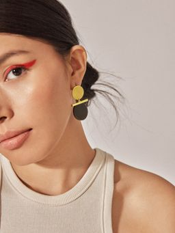 The Label Life - Plum and Gold Geo Earrings