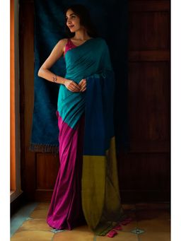Ethnic Elements - Handloom Acrylic Cotton Raagya Multi-Color Saree without Blouse