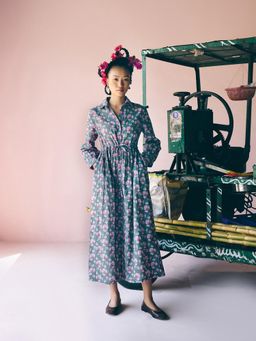 Prakriti Jaipur - Green Floral Midi Dress