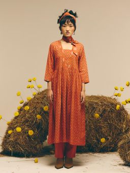 Prakriti Jaipur - Brown Gathered Anarkali Kurta