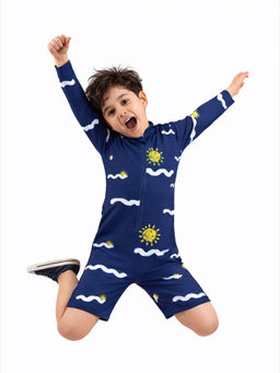 Somersault - Boys All Over Printed Blue Polyester Swimsuit