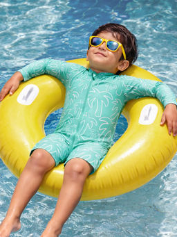 Somersault - Boys All Over Printed Green Polyester Swimsuit