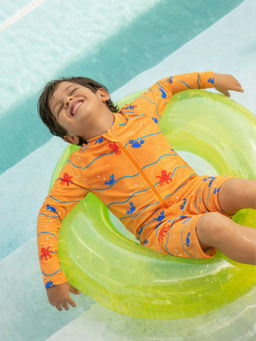Somersault - Boys All Over Printed Orange Polyester Swimsuit