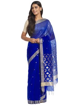 Fabindia - Blue Chanderi Cotton Silk Sari