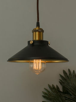 Homesake - Black Cone Pendant Hanging Golden Holder