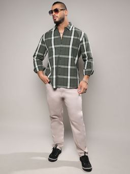 Instafab Plus - Mens Tartan Plaid Dark Green Shirt