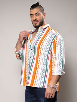 Instafab Plus - Mens Multicolour Geometrical Print Shirt