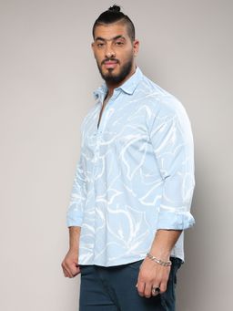 Instafab Plus - Mens Light Blue Faded Strokes Shirt