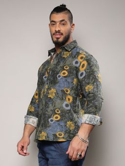 Instafab Plus - Mens Multicolour Botanical Abstract Shirt