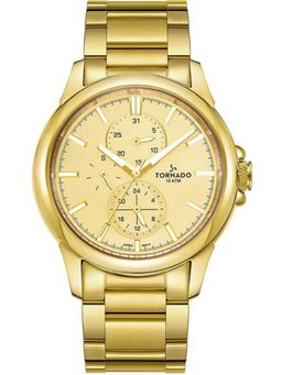 Tornado - Multi Function Champagne Gold Dial Watch (T6107-GBGC) (M)