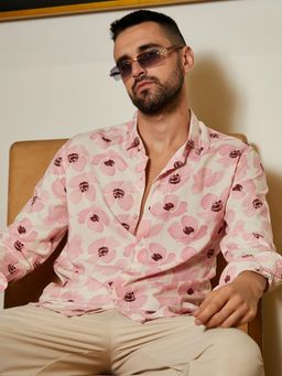 Campus Sutra - Mens Pink Flower Petals Shirt