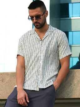 Campus Sutra - Mens White Dot Lined Shirt