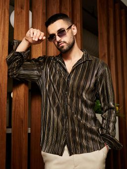 Campus Sutra - Mens Mult-Color Pleat Creased Shirt